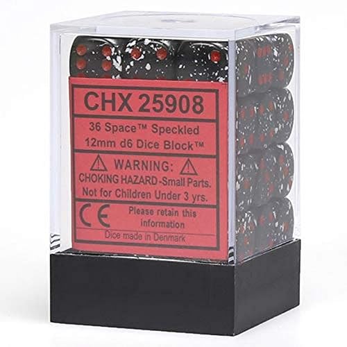 Chessex Chessex D&D - Juego de dados DND de 0.472 in, juego de dados poliédricos de plástico moteado, Dungeons and Dragons, incluye 36 dados D6,