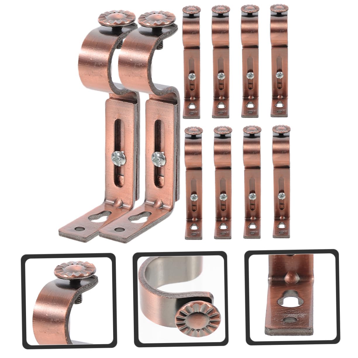 Lurrose 10pezzi Bastone per Tendaggio Staffa di Montaggio Supporto per Asta per Tendaggio Staffe da Parete Staffa per Asta in Ferro Senza Sbavature per Camera da Letto Soggiorno