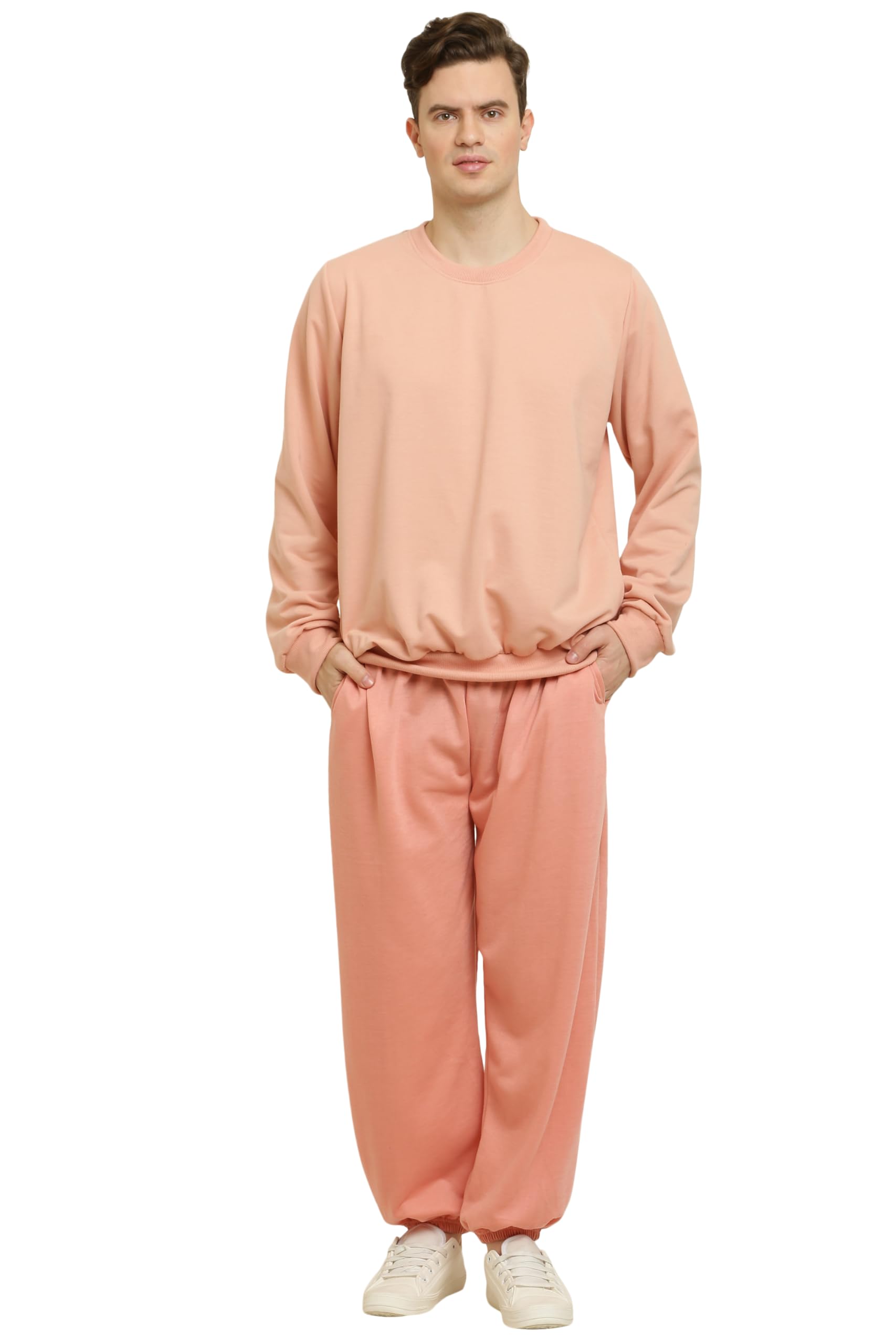 ELEGANCE Men's Winter wear Sweatshirt Tracksuit Set with warm Pyjama Lower || 3XL to 10XL || PLUS SIZES || (11 COLOURS) (IN, Alpha, 6XL, Plus, PEACH)-picture-45