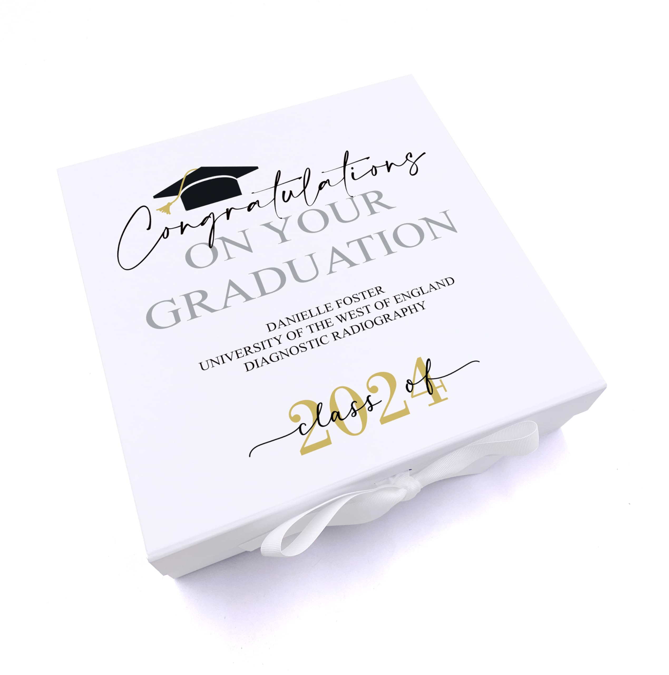 Ukgiftstoreonline White Personalised Graduation Gift Class Of Year Keepsake Memory Box (Large)