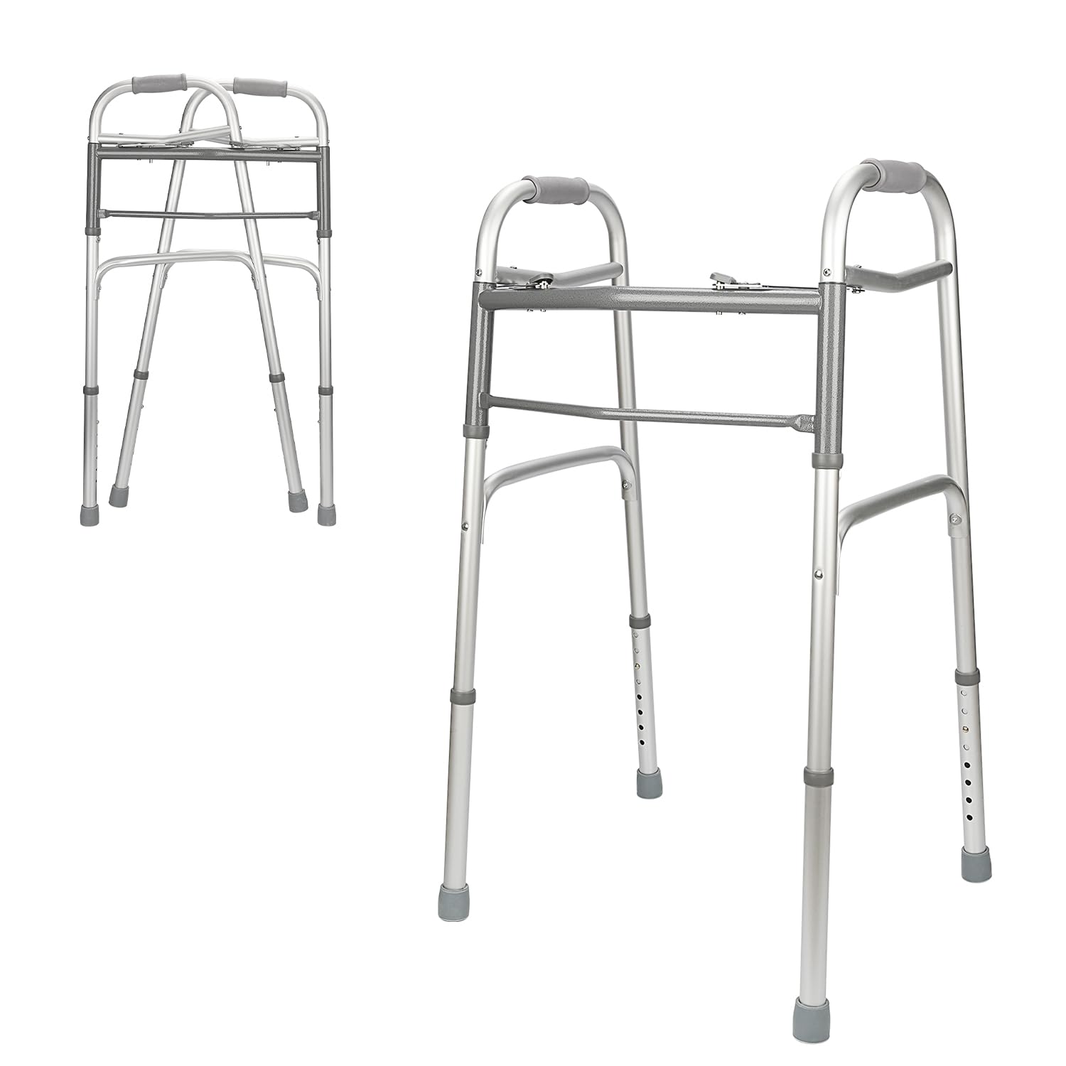 supregear Standard Folding Walker, Two Button Adjustable Aluminum Alloy Folding Walker for Seniors Disabled Injured, Support up to 500 lbs
