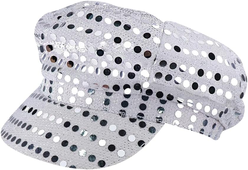 Glitter Sequin Hat - Black - Women's Retro Dress Up Hat - Beret/Newsboy Cap - Party Hat - Size M (60 cm) - All Ages - Polyester, Sequin