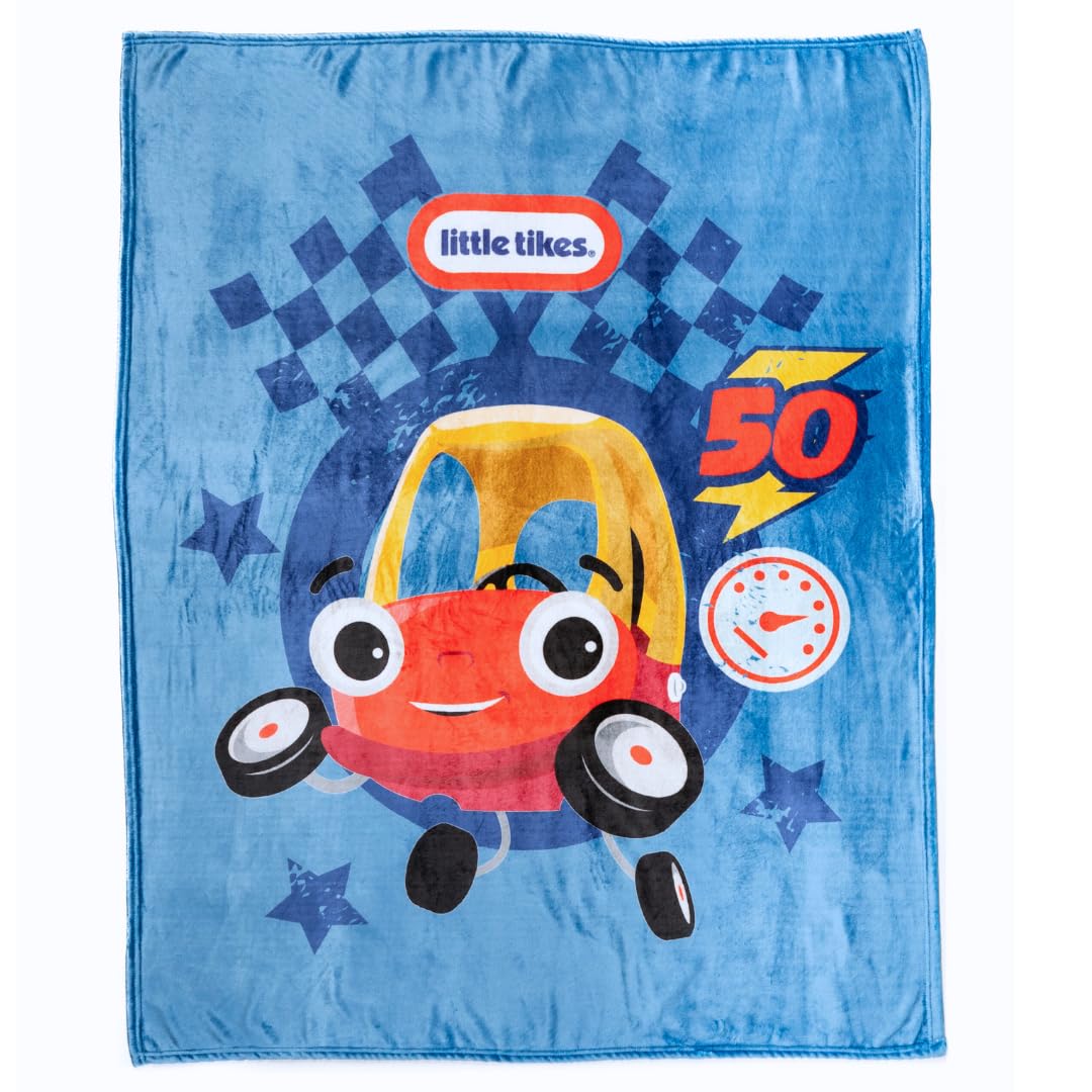 Couverture voiture de course ultra douce en peluche Little Tikes pour lit enfant