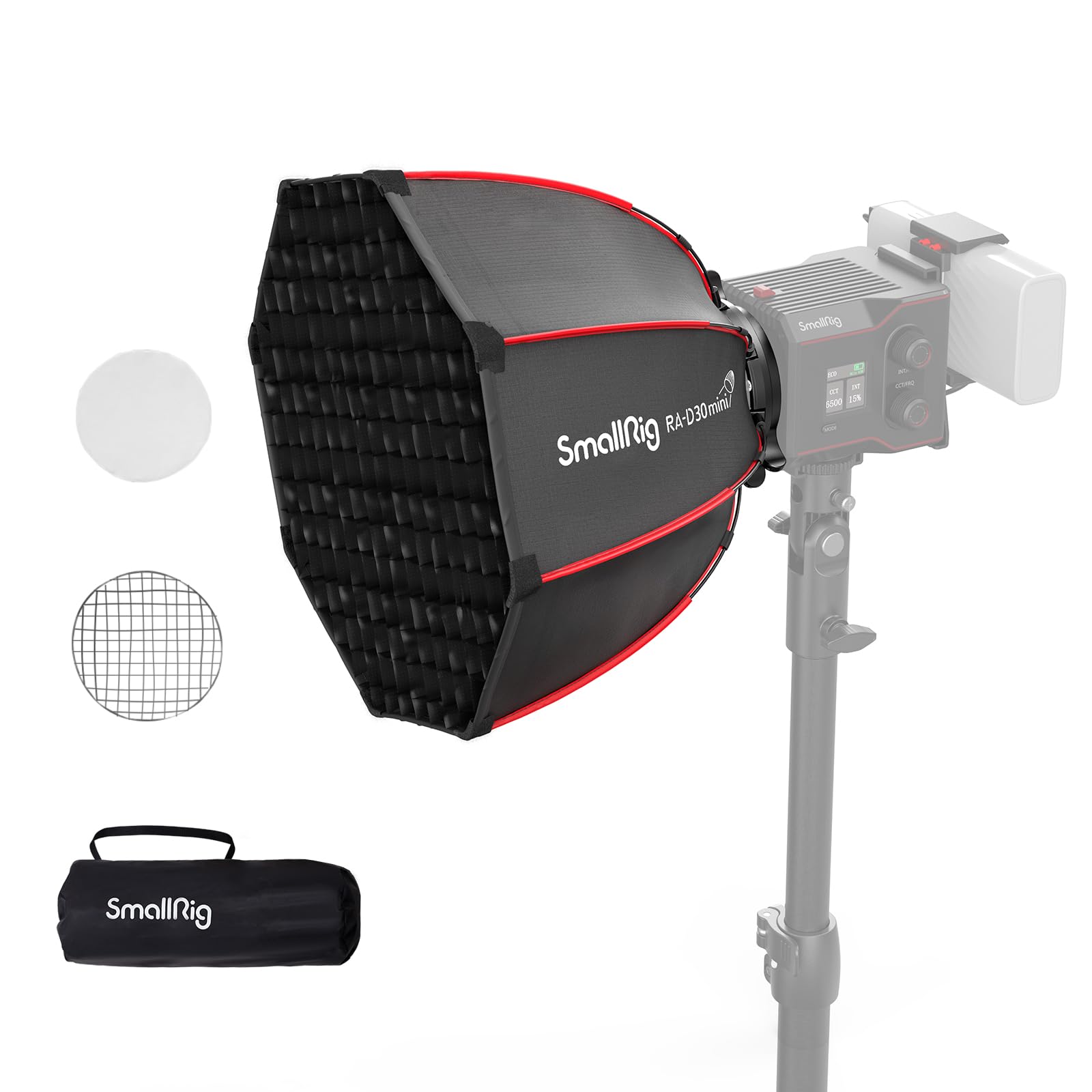 SMALLRIG RA-D30 29 cm Mini Softbox Parabolique, Softbox à Dégagement Rapide pour SMALLRIG RC 60B COB LED Lampe Vidéo - 4358
