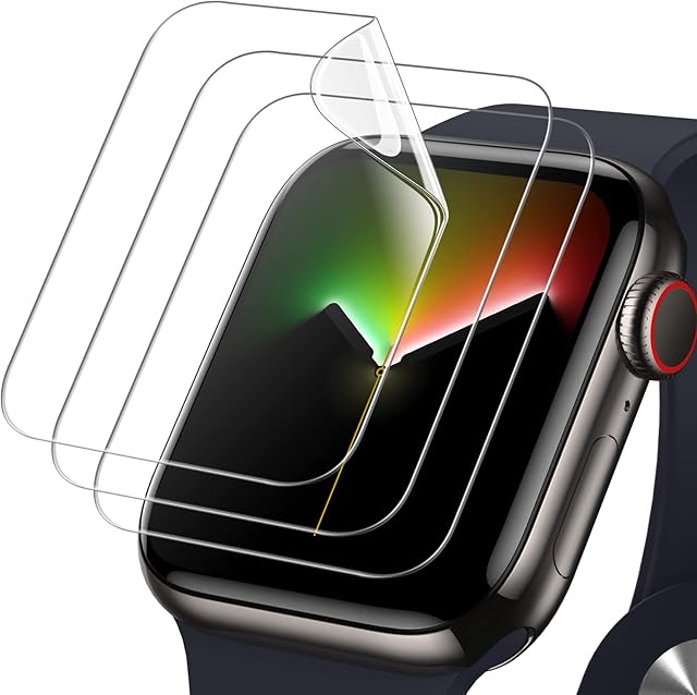 JETech Screen Protector for Apple Watch Series 8/7 41mm, Flexible TPU Film, Anti-Scratch HD Clear, 3-Pack