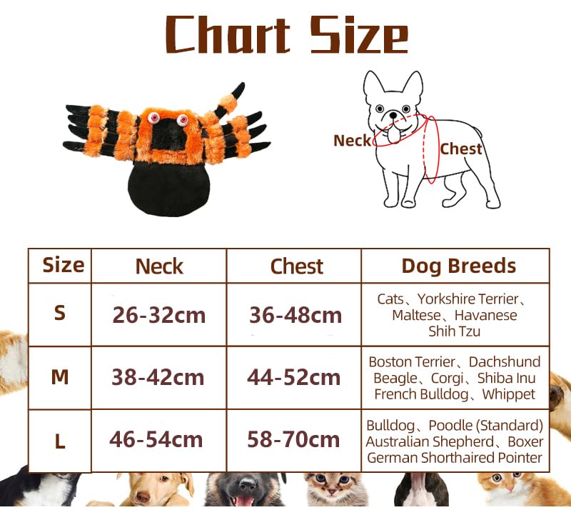 BT Bear Pet Halloween Costume,Spider Dog Halloween Cloak Holiday Dress Up Cosplay Costumes(Orange,M) - Image 3