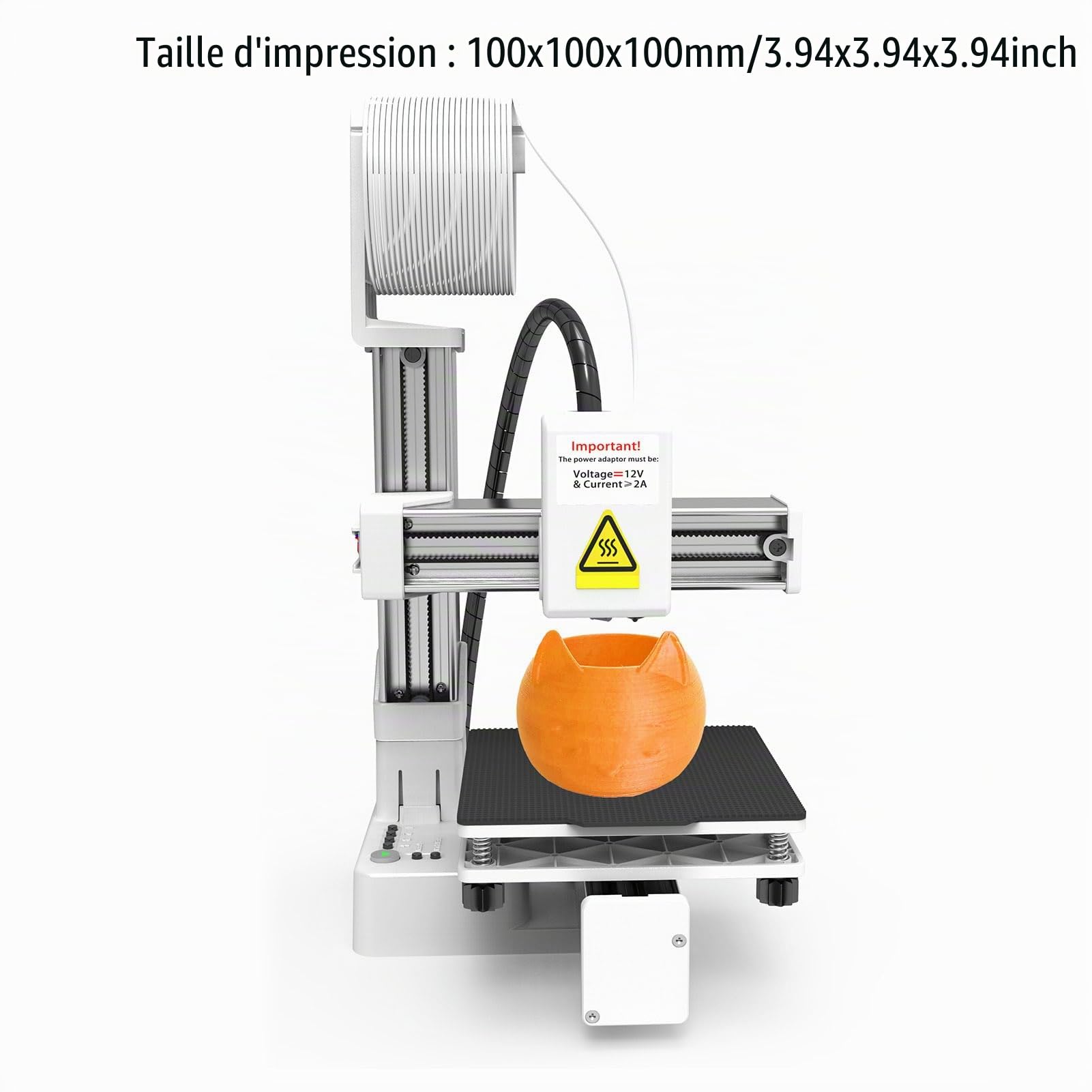 Imprimante 3D Haute Précision 10-40mm/s Mini Imprimantes 3D pour Débutants et DIY Supporte PLA TPU 1.75mm Filament Débutant Imprimante 3D avec Taille d'impression en 1 clic 100*100*100