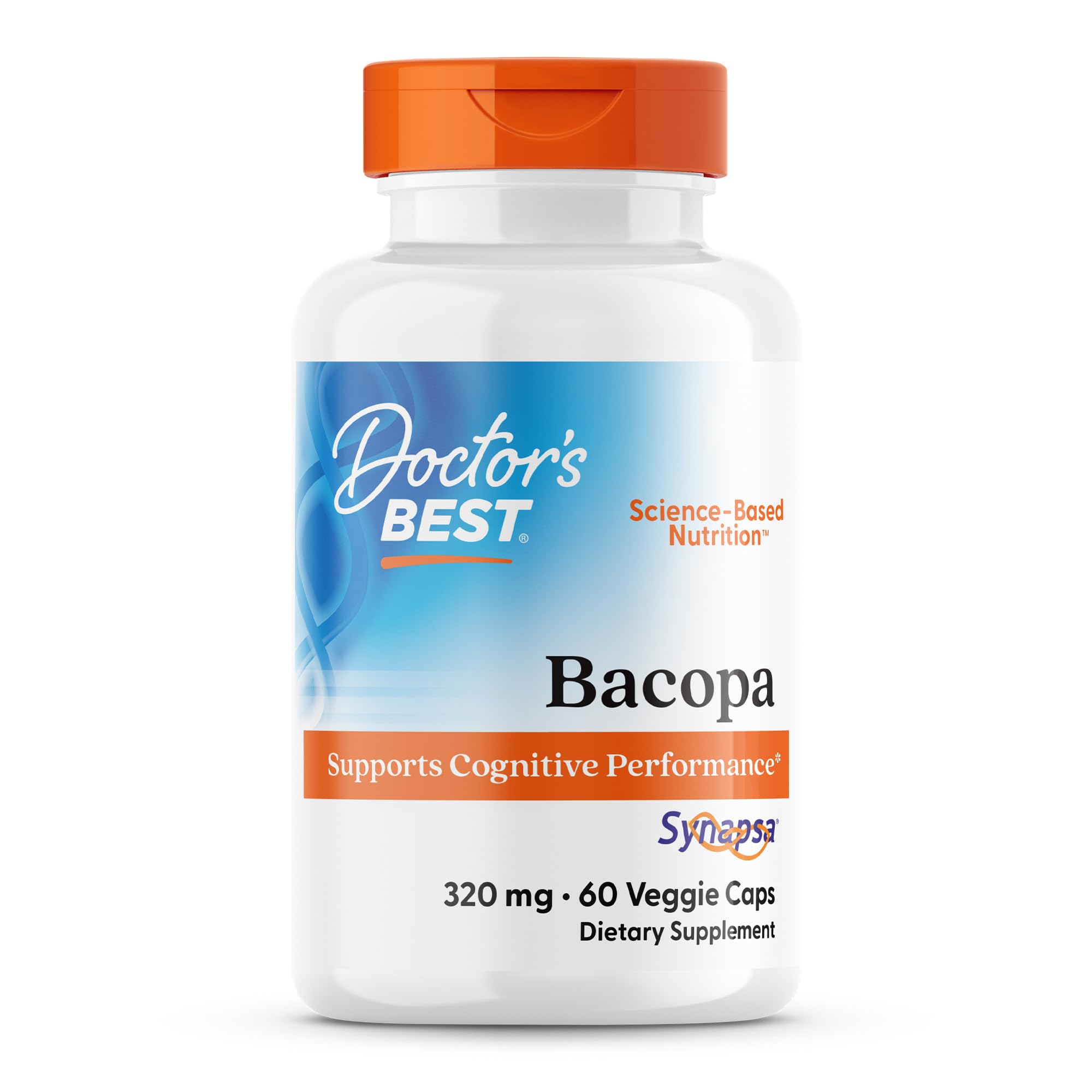 Doctor's Best Bacopa with Synapsa, Brain, Enhances Memory, Antioxidant, Non-GMO, Vegan, Gluten & Soy Free, 320 mg, 60 Count