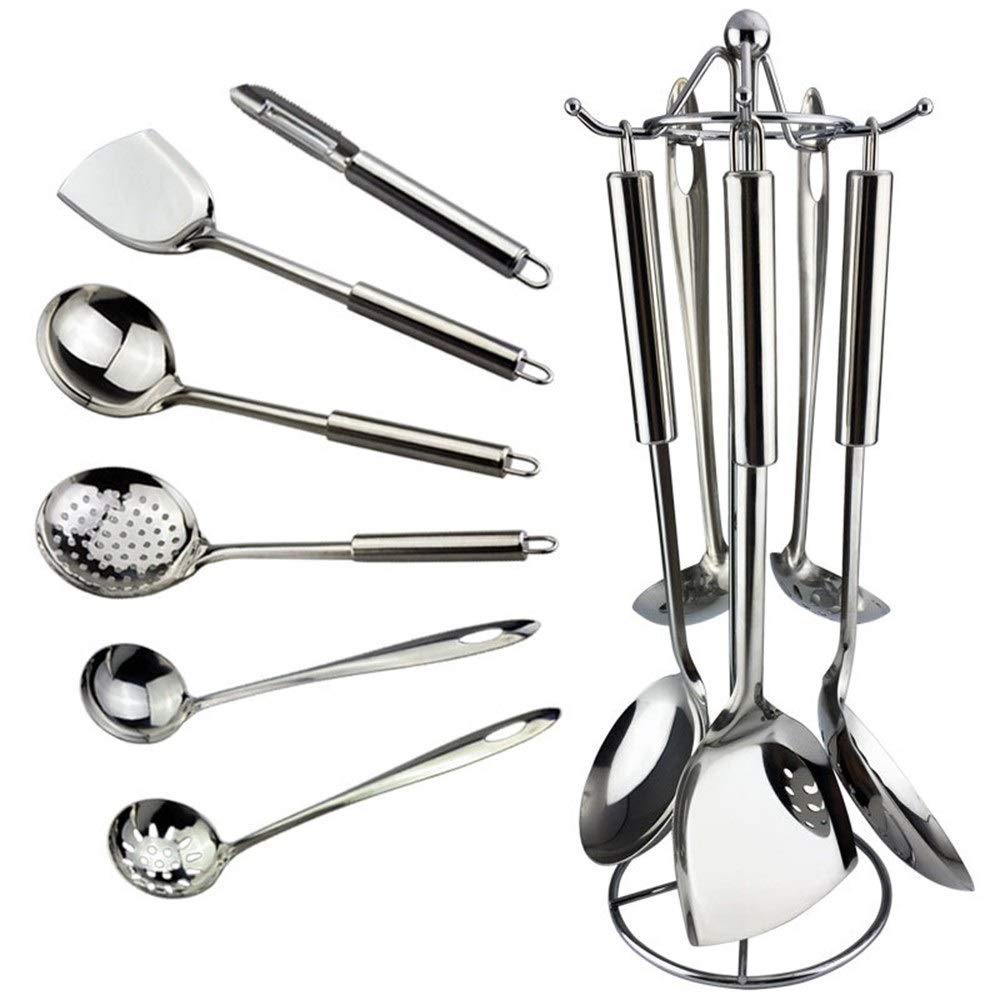 GTHTUHFD Stainless Steel Utensils 7 Pieces Kitchen Utensil Set For Cooking With Spatula,