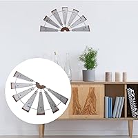Vista 3 de VOSAREA Molino de viento pequeño de granja, decoración de pared de hierro rústico, medio molino de viento, escultura de pared de metal, adorno