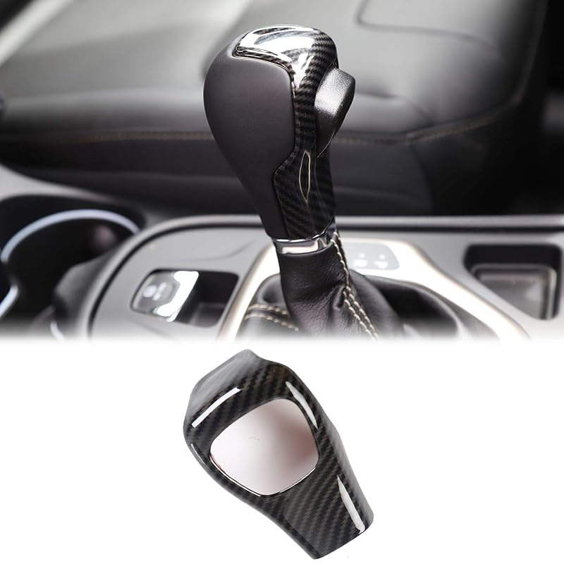 Moldura de acabamento para manopla de câmbio JeCar em ABS com textura de fibra de carbono para Jeep Cherokee 2014–2018