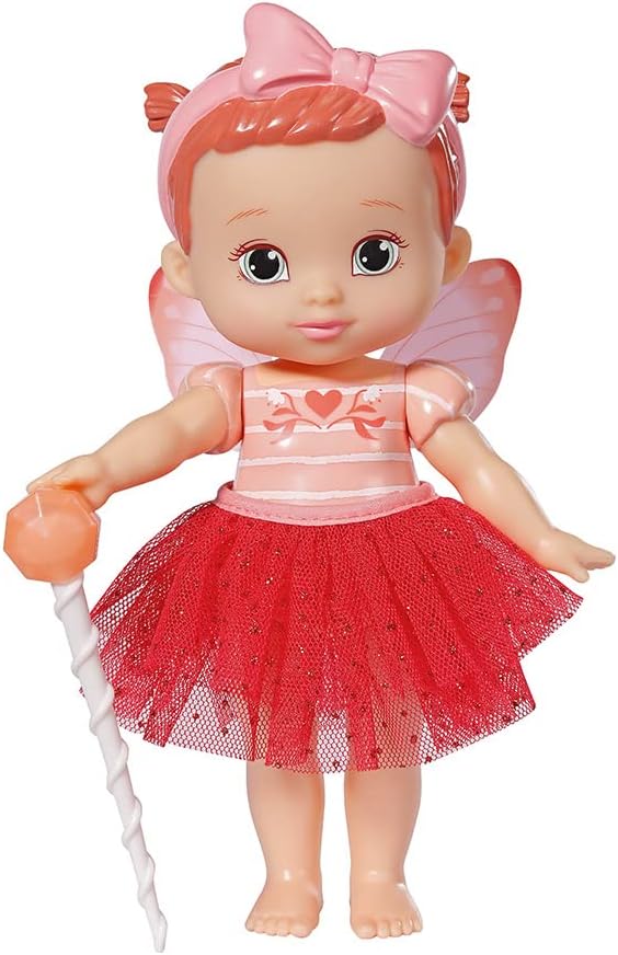 Zapf Creation 831823 BABY born Storybook Fairy Poppy 18 cm - fairy doll with fluttering wings, color change tattoo, fairy light, magic wand, backdrop and picture book