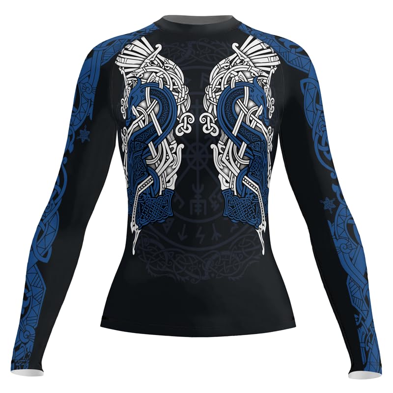 Viking Women's Long Sleeve Compression Shirt BJJ Rash Guard Fightwear for Grappling MMA