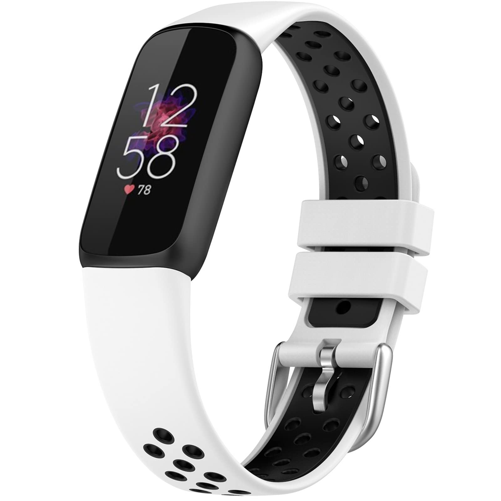 NINKI Compatible Sport Fitbit Luxe Bands for Women Silicone (Black+Red),Soft Breathable Strap Bracelet Cute Small Fitbit Luxe Replacement Bands for
