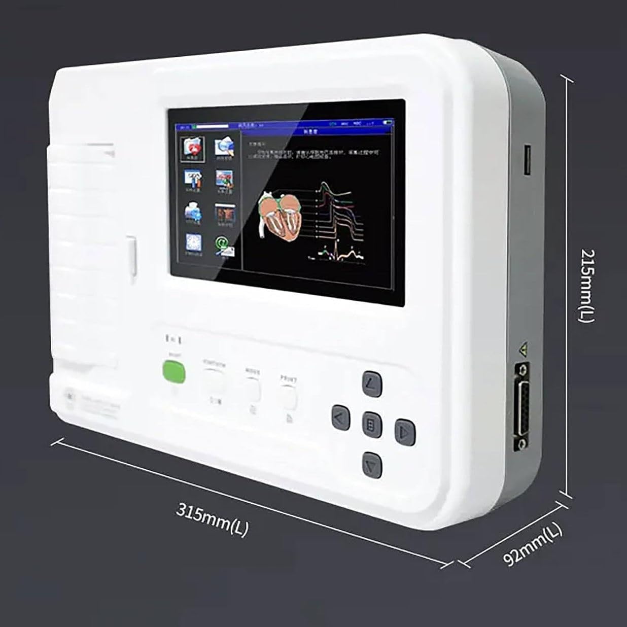 ECG ECG Monitor paziente con 12 cavi 7 pollici LCD Touch Screen Digital Equipment, macchina elettrocardiografo ECG a 6 canali, forme d'onda di registrazione per scopi medici