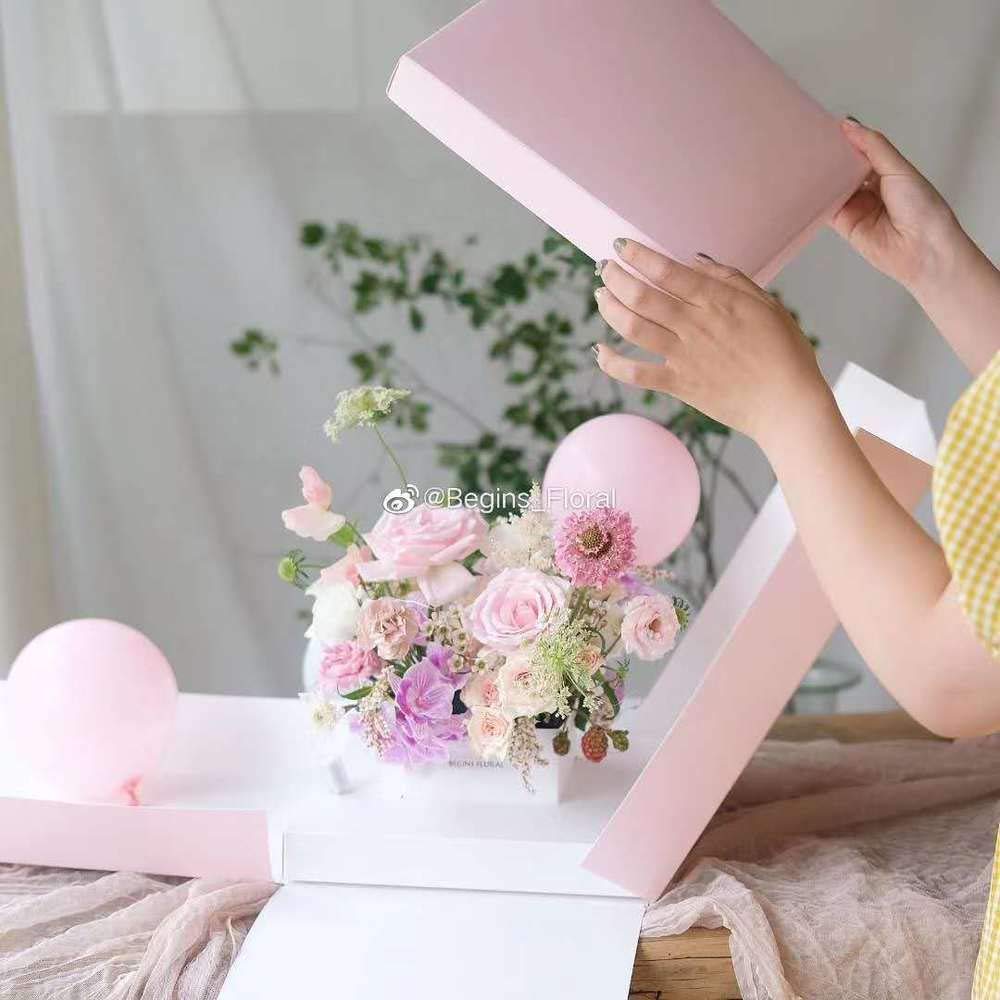 Caja de regalo de flores de explosión sorpresa, 25,4 x 25,4 x 35,5 cm, para fiestas de cumpleaños, Navidad, cualquier evento sorpresa (sin flor) (oro (solo caja).
