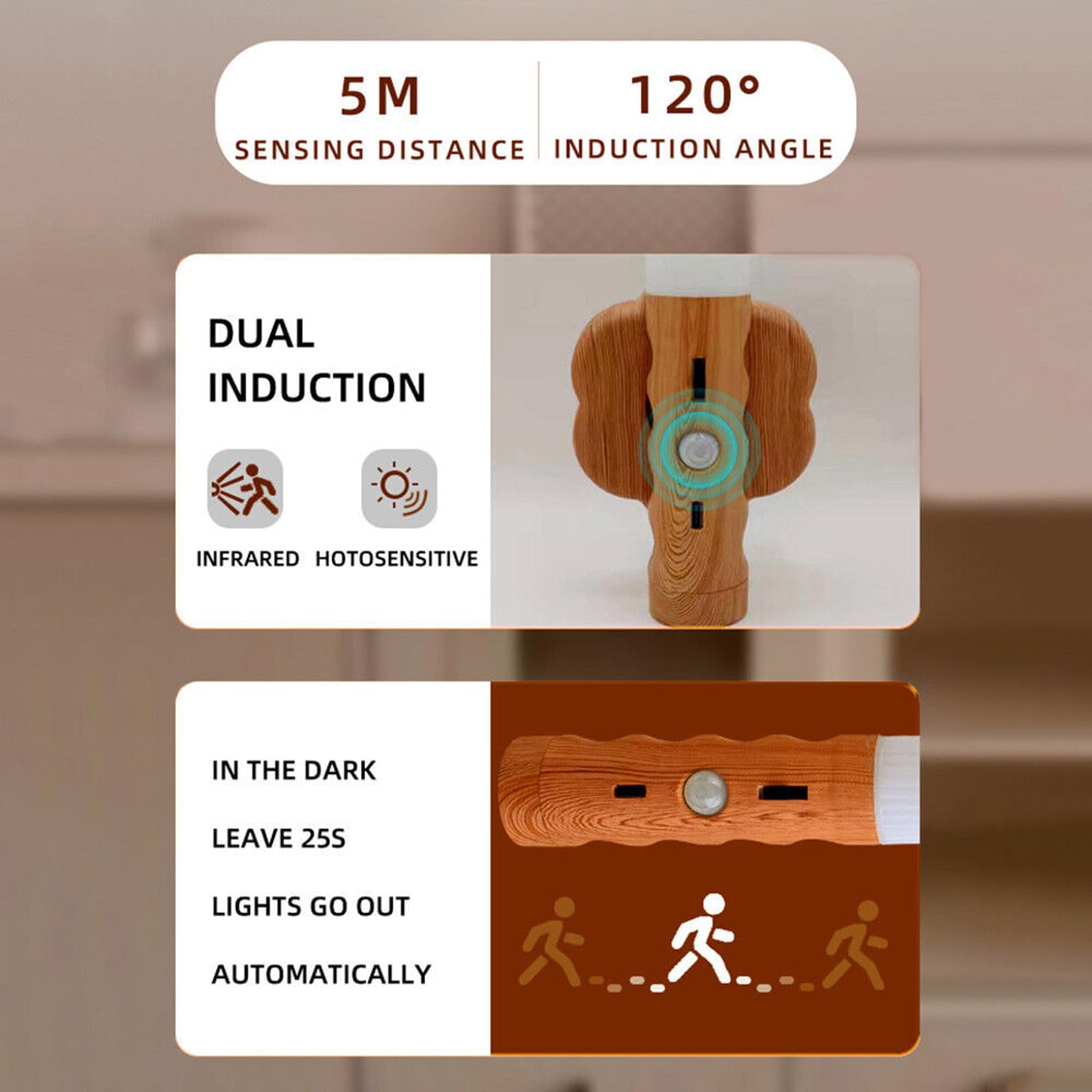 Aplique de Pared para Interiores, Recargable por USB, Regulable, LED de Noche, 3 en 1, lámpara de Pared inalámbrica, Sensor de Movimiento, Linterna de Pared para Dormitorio, pasil