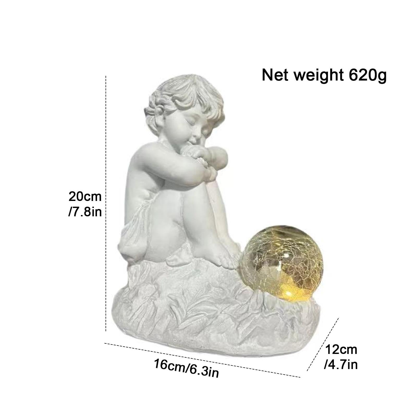 Statue da Giardino a Forma di Angelo Custode con Sfera in Vetro Crepato