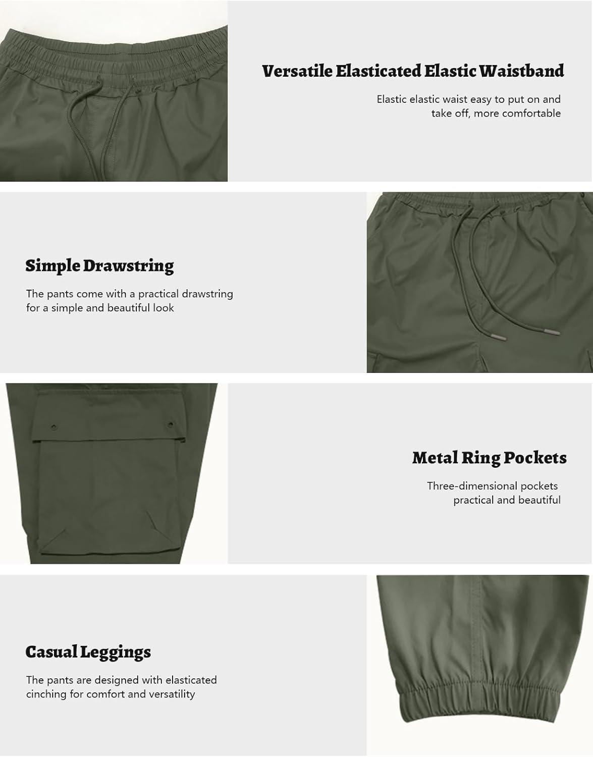 M Menmentings Men's Outdoor Jogging Casual Sweatpants Stretch Waist Lightweight Cargo Pants - Image 4