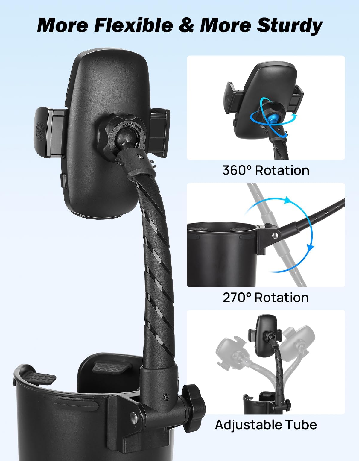 JOYTUTUS Supporto per telefono da auto, a collo di cigno lungo e spesso, per auto, adatto per iPhone, tutti gli smartphone (confezione da 2)