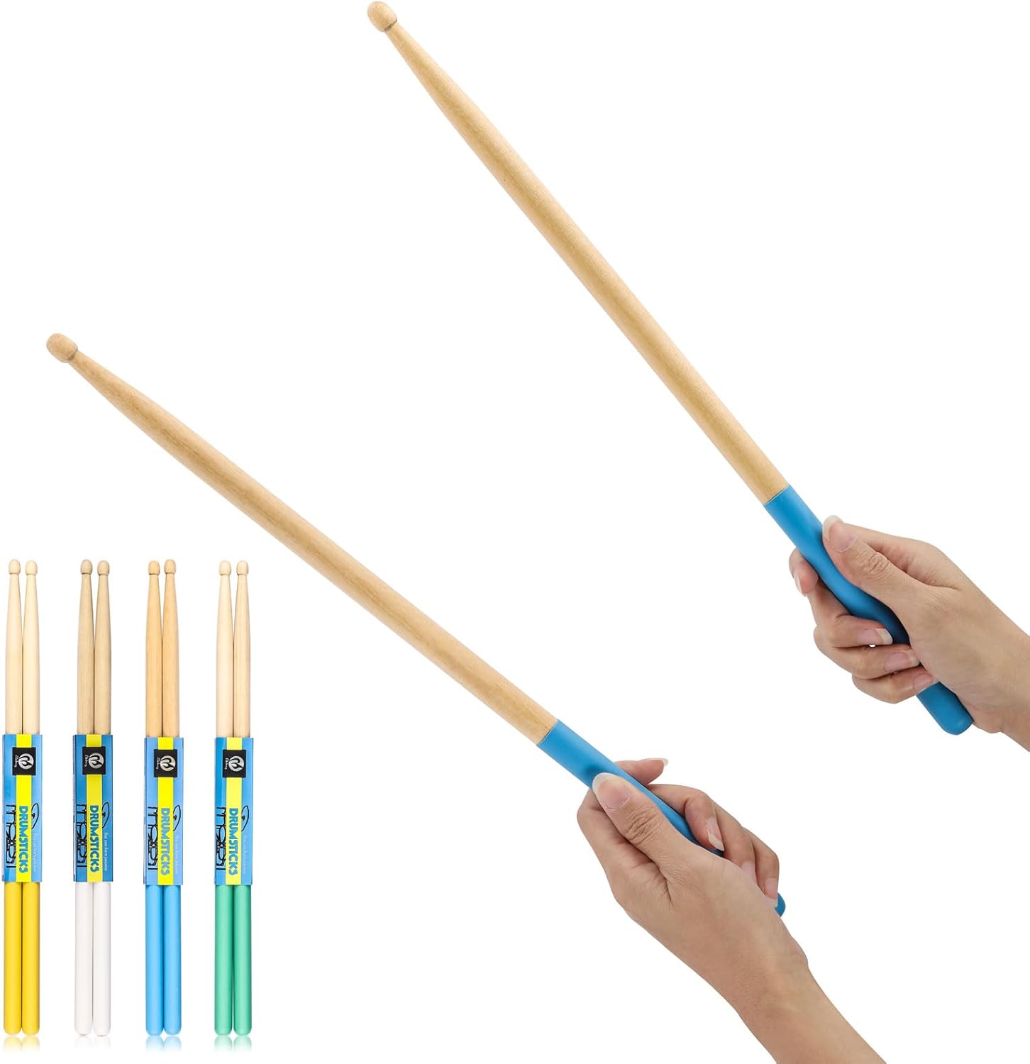 4 Pairs 5A Maple Wood Drumsticks Non-slip Drum Sticks for Kids Adults Beginners
