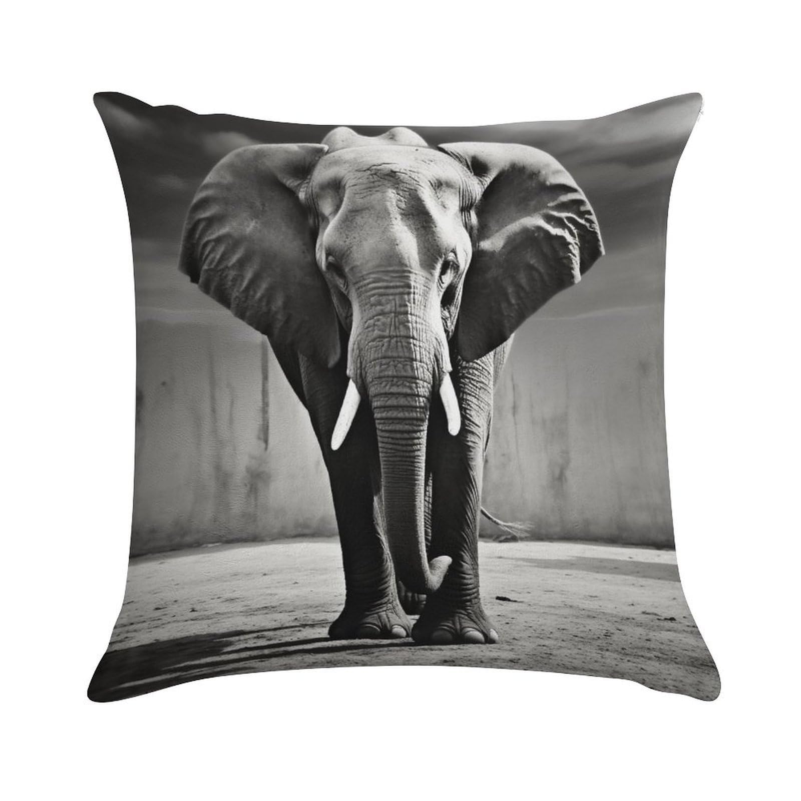 Khauerbc Black And White Elephant Soft Cozy Throw Pillow Covers Decorative Cushion Covers Plush Boho Farmhouse Pillow Case With Zipper Throw Pillowcase For Bed Sofa Living Room Bedroom