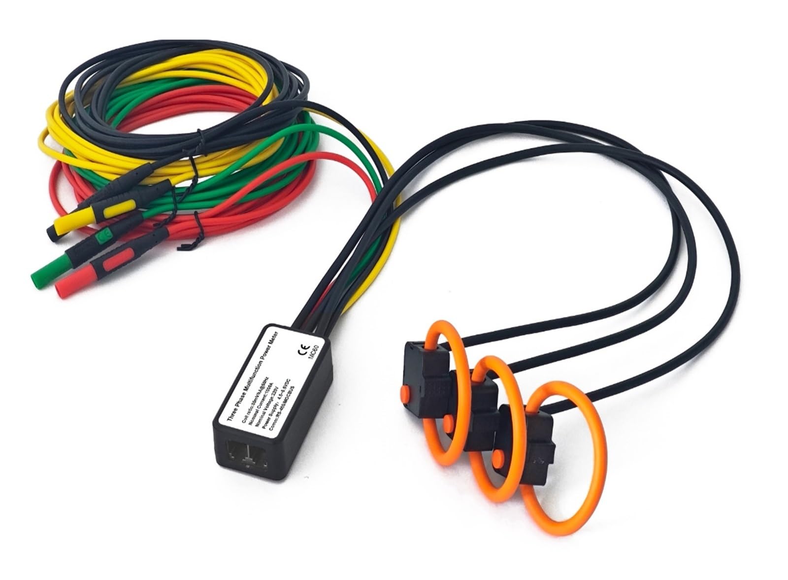 El inteligente de monitoreo de energía MC60 utiliza un medidor multifunción trifásico for monitorear la potencia, la energía y el voltaje.(Banana head)