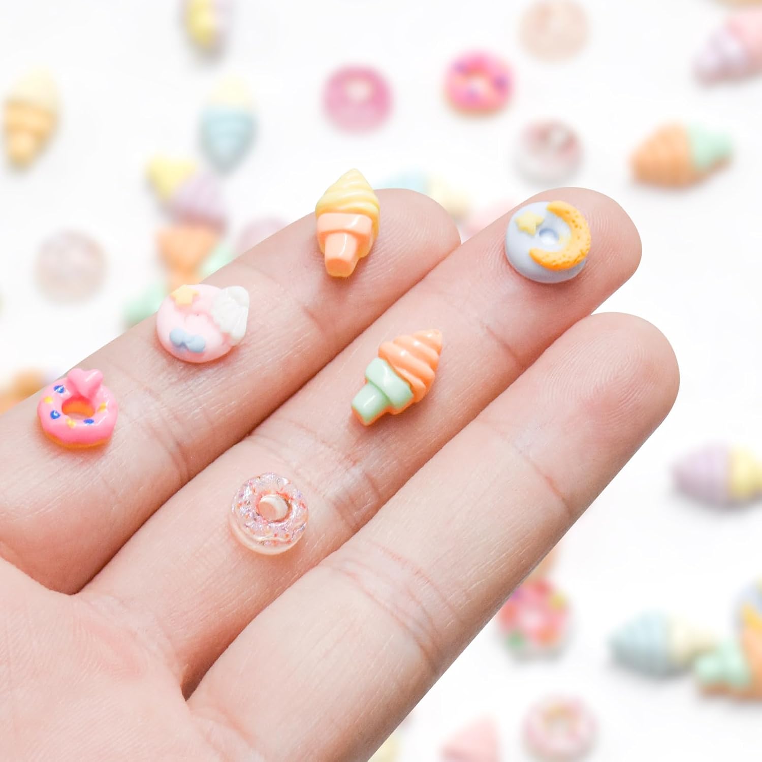 100 Pieces Mini Food for Crafts Dollhouse Mini Resin Dessert Ice Cream Donut Decor Miniature Food for Dollhouse Mini Kitchen Micro Landscaping Decoration