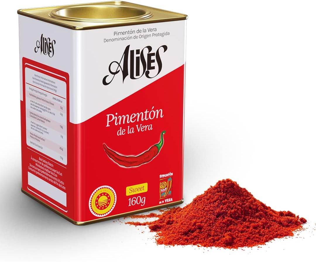 Alises Sweet Smoked Paprika Powder 160g D.O.P. - Pimenton de la Vera Dulce D.O.P.- Authentic Spanish Paprika Seasoning