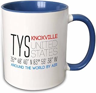 3dRose International airport code TYS, Knoxville, Tennessee, United States 11oz Two-Tone Blue Mug