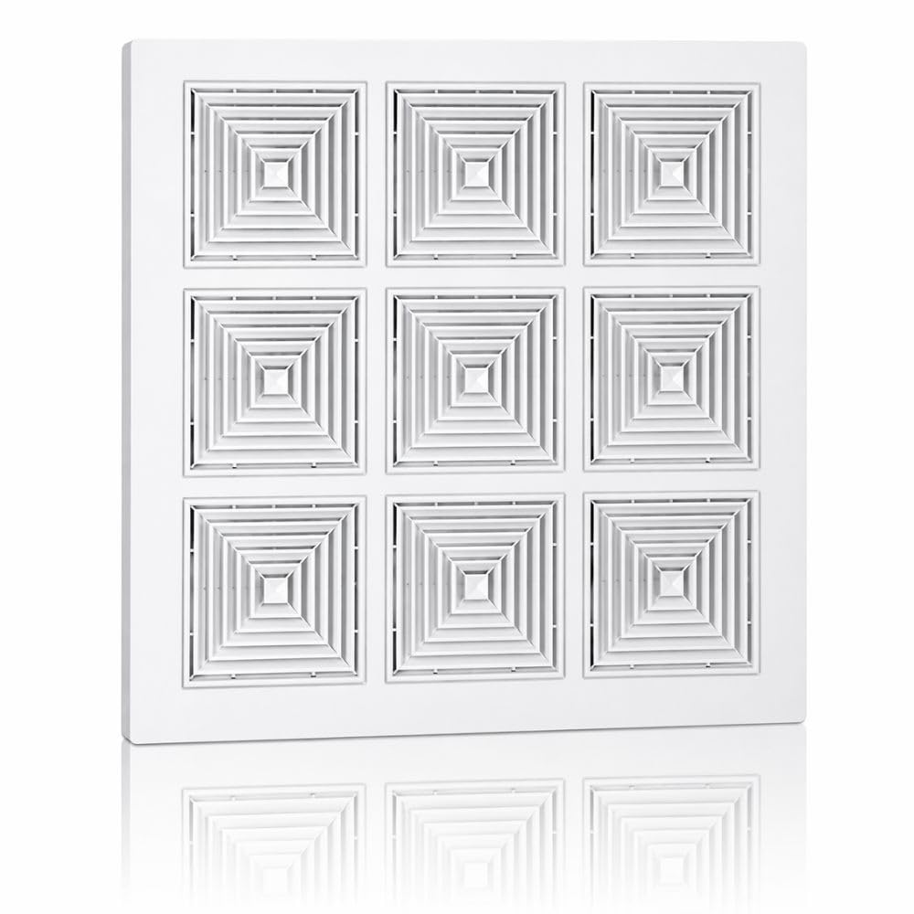 Griglia di Ventilazione XXL 60×60 cm per Soffitto – Diffusore Aria Mandata e Aspirazione | Controsoffitto Modulare e Cartongesso | Plastica Tecnica | Area Libera ~50% | Parte Interna Removibile - RS