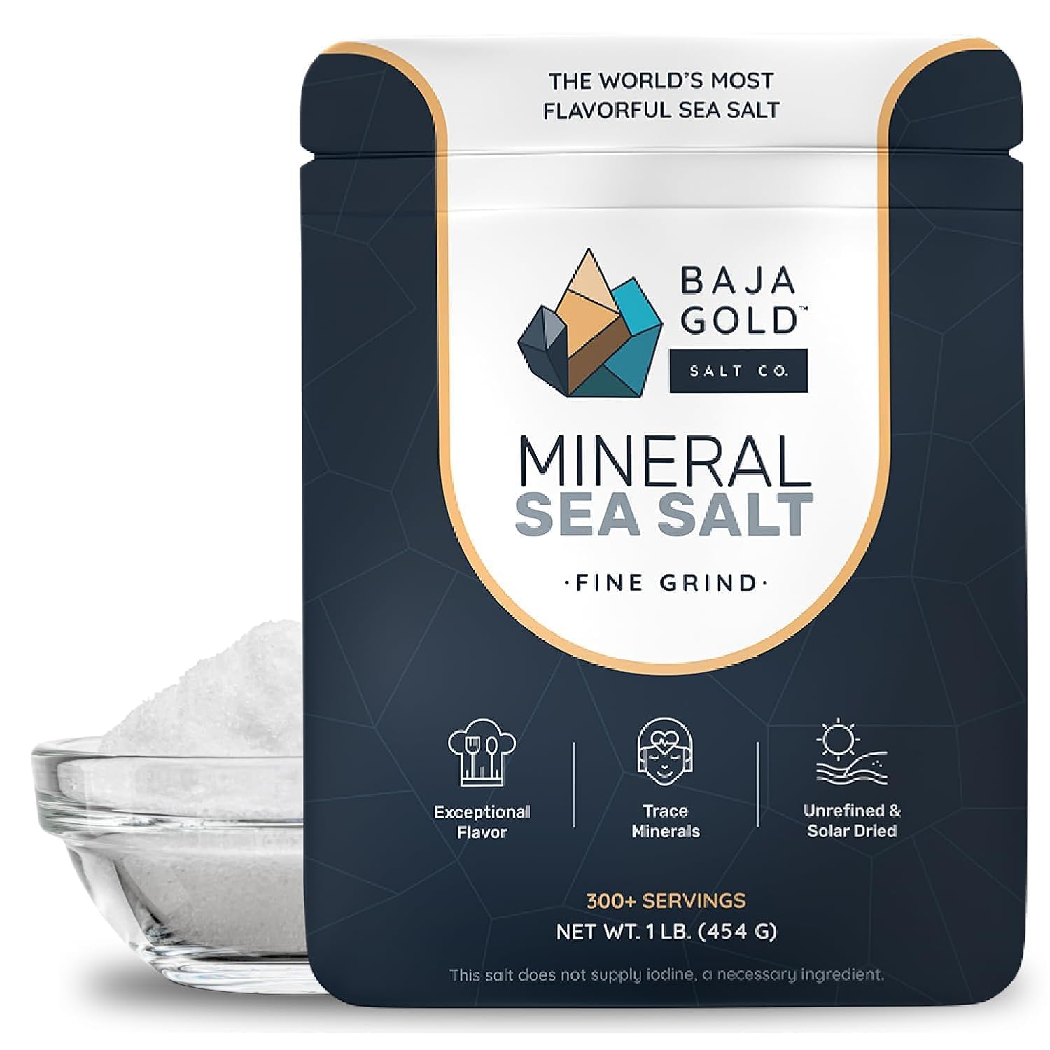Baja Gold Mineral Sea Salt, Fine Grind, 1 Lb. Bag