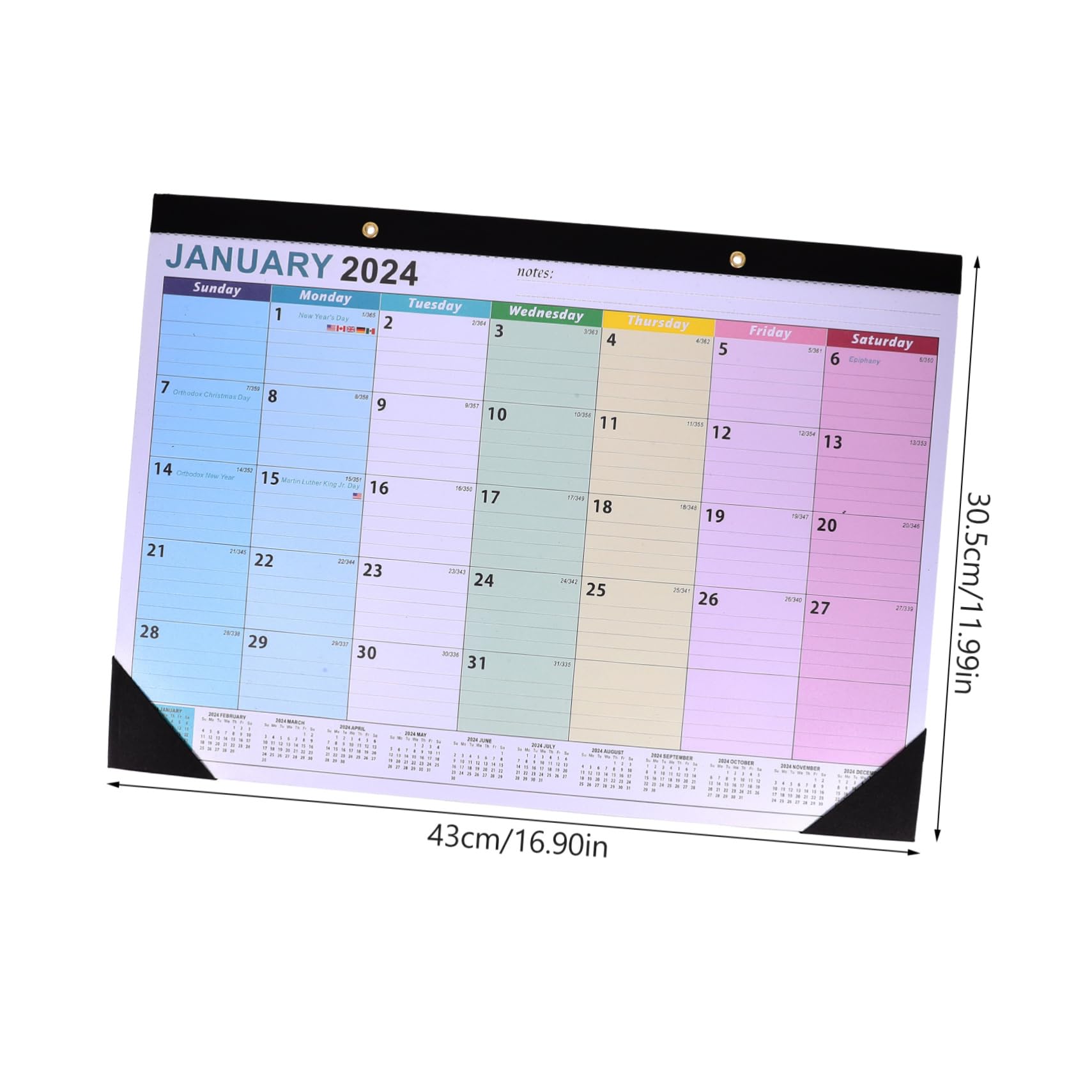 SEWACC 4 Piezas Calendario de pared 2024 calendario mensual de la calendario agenda ingles agenda personal calendarios de mesa calendario mensual para la oficina Papel