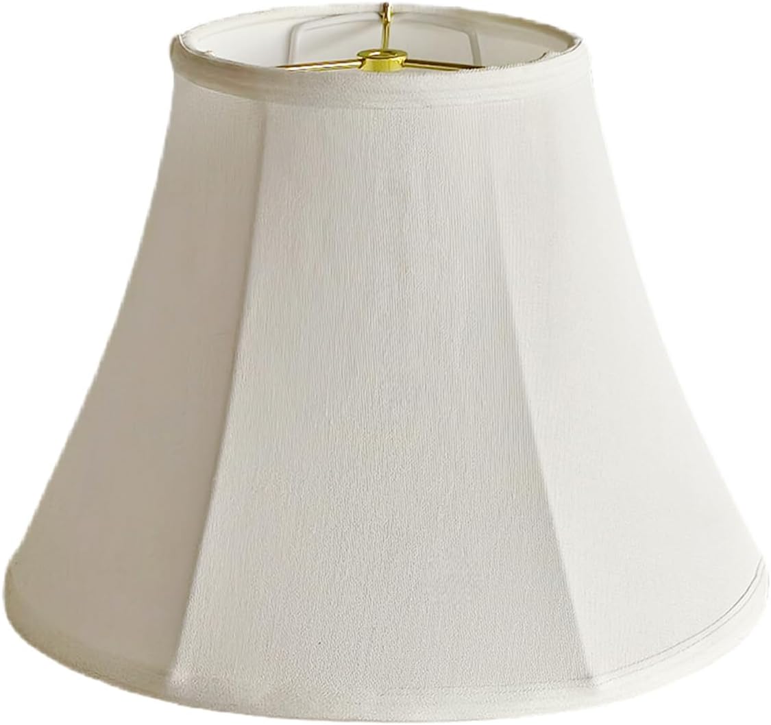 Bell Lamp Shades Set of 2, 6.7" x 13" x 9.5" Replacement Lampshades for Table & Floor Lamp, Natural Linen Hand Crafted Lamp Shades for Bedroom, Living Room (White, Meduim Bell-2Pack)