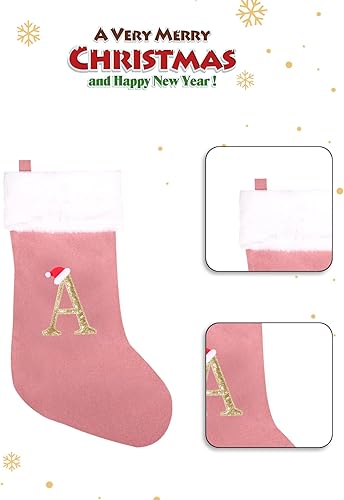Vista 121 de Medias de Navidad con monograma de 20 pulgadas con letras, medias de Navidad súper suaves, medias grandes con monograma, medias de letras rojas