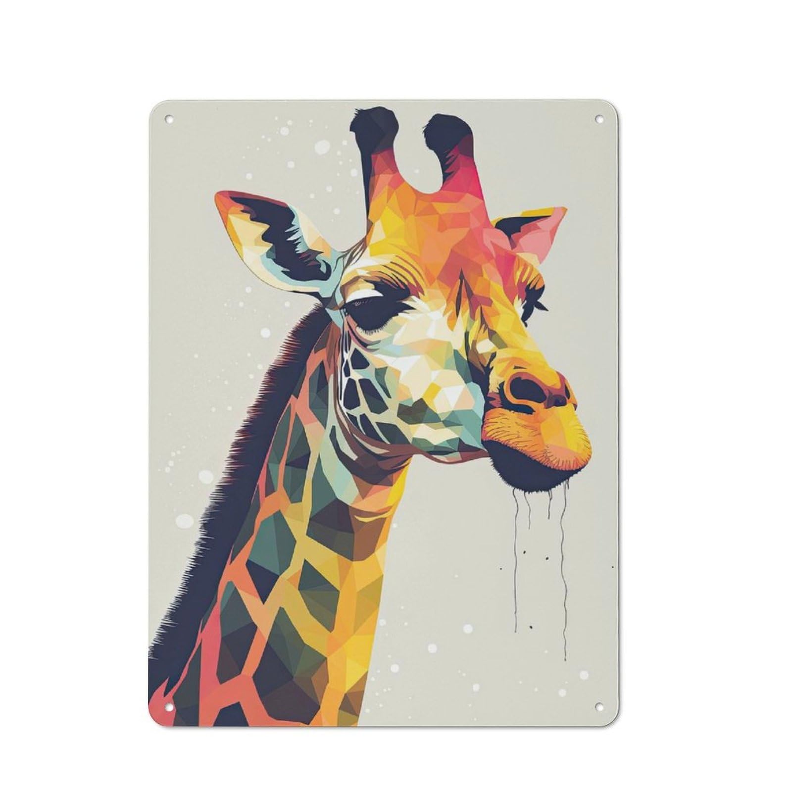 Junmoney Style-23 Tin Wall Plaque 40X30cm With Vector Giraffe For Workshop Wall, With Clear Retro Wall Decor Character