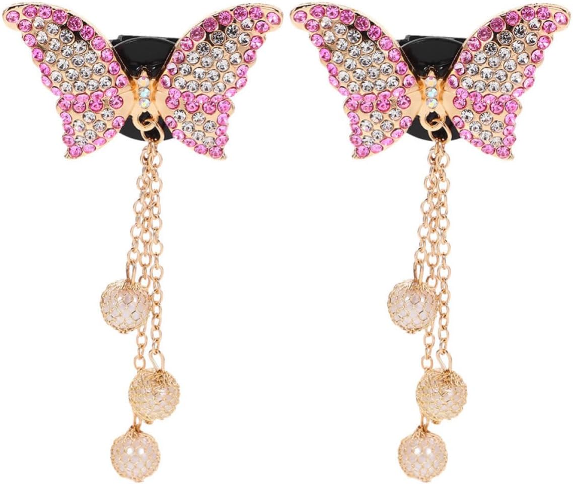 2pcs Butterfly Auto Vent Clip Air Freshener for Car Interior, Zinc Alloy Rhinestone Car Air Vent Clips Decoration Enhancing Ambiance and Stylish Look