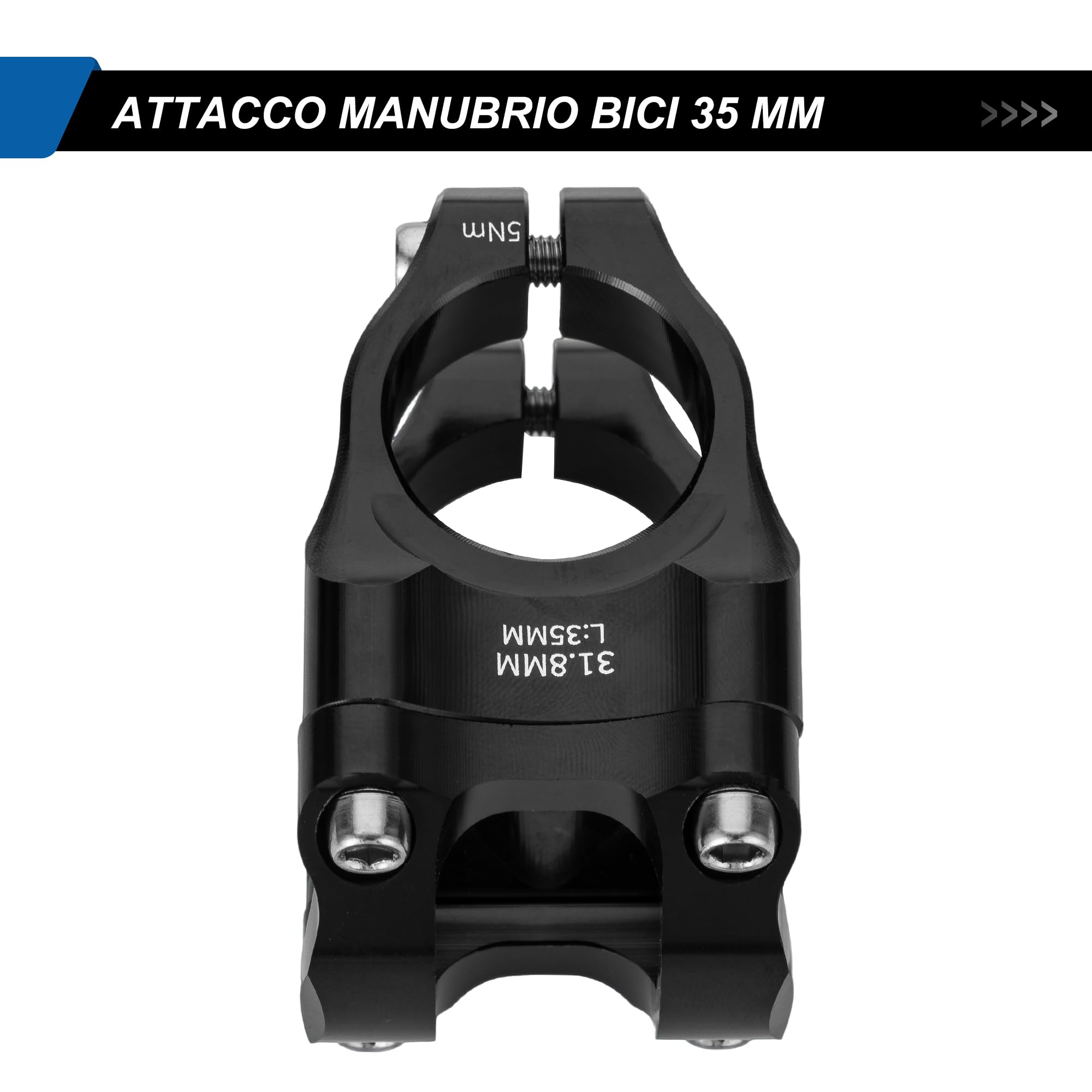 31,8 Attacco Manubrio Bici 35 mm Attacco Manubrio MTB Corto Leggero in Lega di Alluminio CNC Morsetto Manubrio per Bici da Corsa, Gravel, MTB, DH, BMX