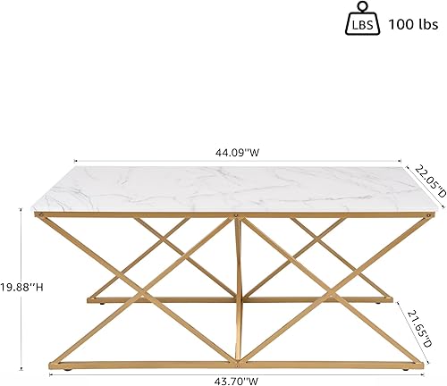 Miniatura 3 de unipaws Moderno juego de 3 mesas auxiliares anidadas, parte superior de mármol sintético con marco dorado, mesa auxiliar con 2 mesas auxiliares