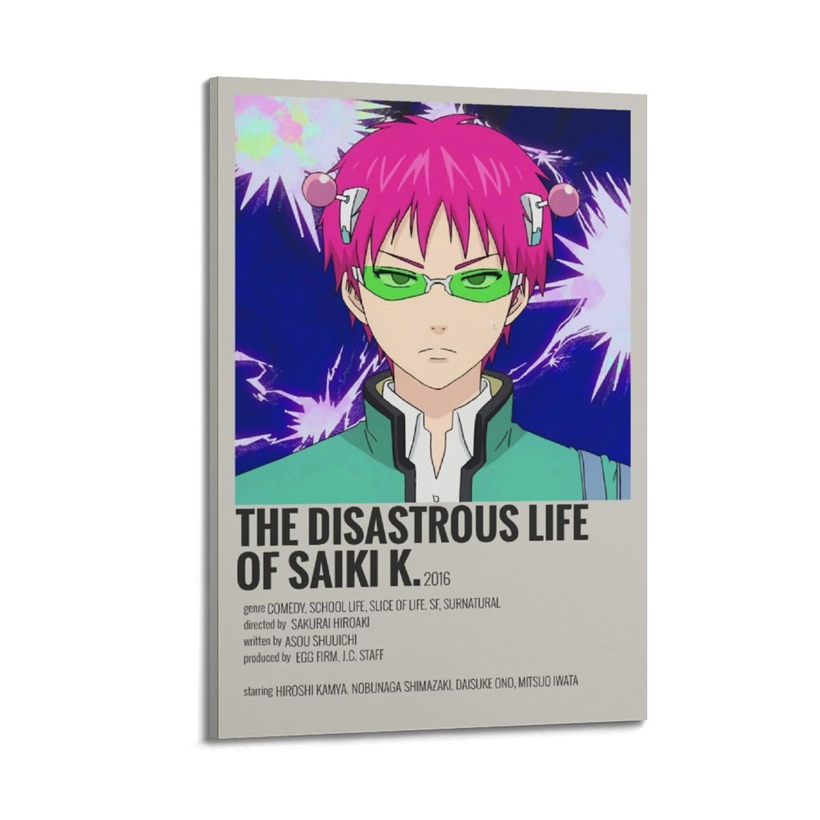 SUDANGDIANZI Anime Poster The Disastrous Life Of Saiki K Kusuo Canvas Poster And Wall Art Modern Family Bedroom Gym Office Decor Gift 24x36inch(60x90cm) Frame-style