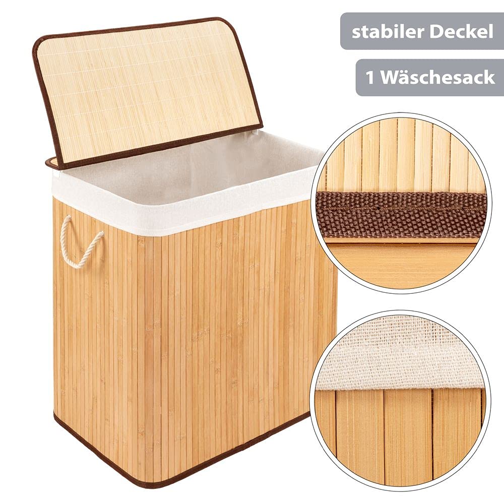 BigDean Wasmand van bamboe, 72 liter, wasverzamelaar, wasmand, wasmand