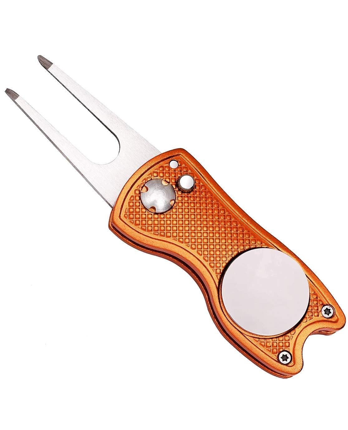 Mile High LifeAll Metal Foldable Golf Divot Tool with Pop-up Button & Magnetic Ball Marker (Multi-Colors/Shape)