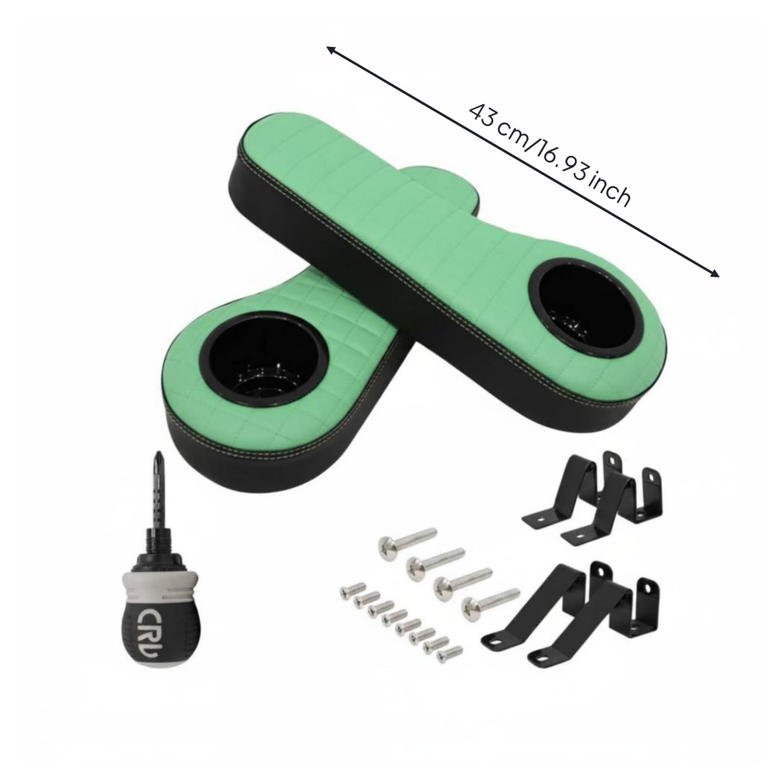 2 Pièces Accoudoir de Véhicule de avec Porte-Gobelet Universel Accoudoir Rembourré Vert Rangement Pratique Accessoire Véhicule
