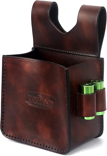Miniatura 4 de Tourbon Vintage Cuero Genuino Cintura Deportivo Arcilla Trampa Skeet Disparo Munición Bolsa Escopeta Shell Bolsa Marrón Oscuro