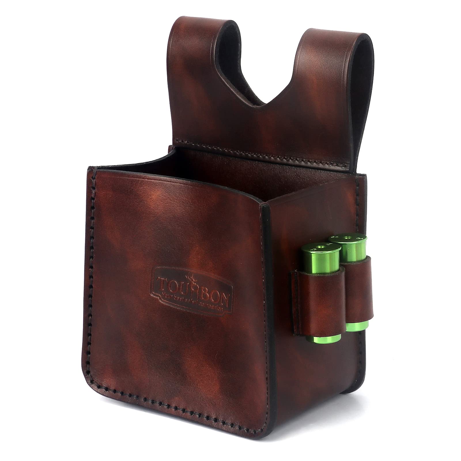 Tourbon Genuine Leather Shooting Waist Bag Shotgun Shell Pouch with 2 ...