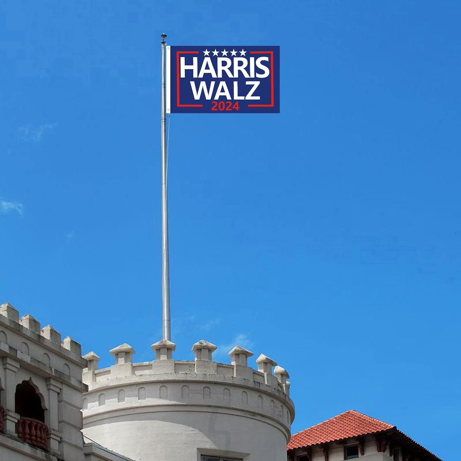 Harris-Walz Wahlkampfschild Aus Coroplast – Doppelseitig, 61x45 Cm, Mit H-Pfahl (wetterfest)