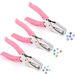 3 PACK Single Paper Hole Punch Set, Soft Grip Handheld One H