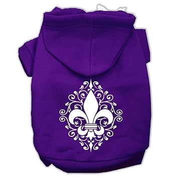 Mirage Pet Products Henna Fleur De Lis Screen Print Pet Hoodies, Purple, XX-Large