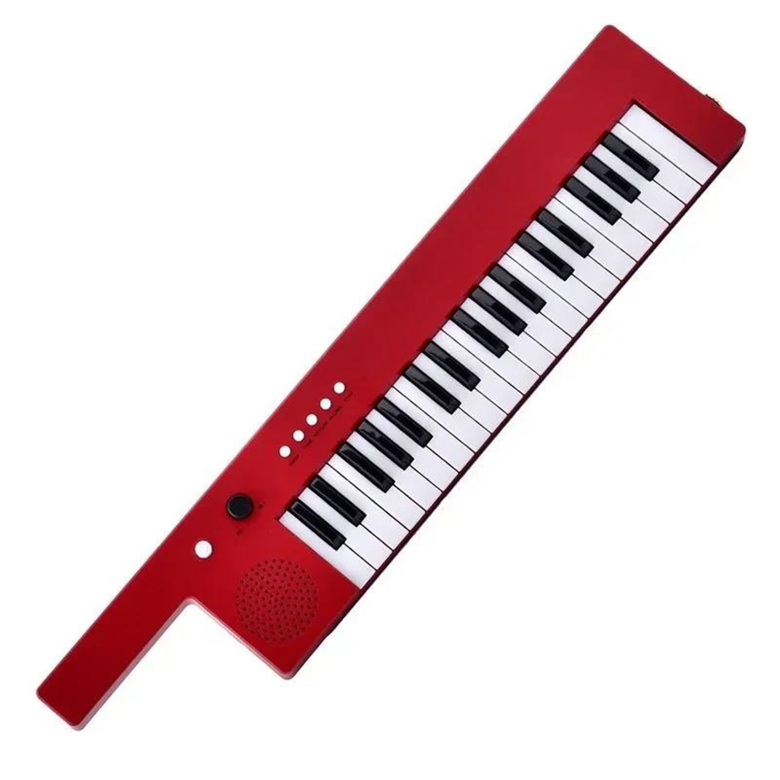 Órgano Electrónico De Guitarra Recargable De 37 Teclas Con Teclado Y Micrófono Con Correa Para El Hombro(Red)