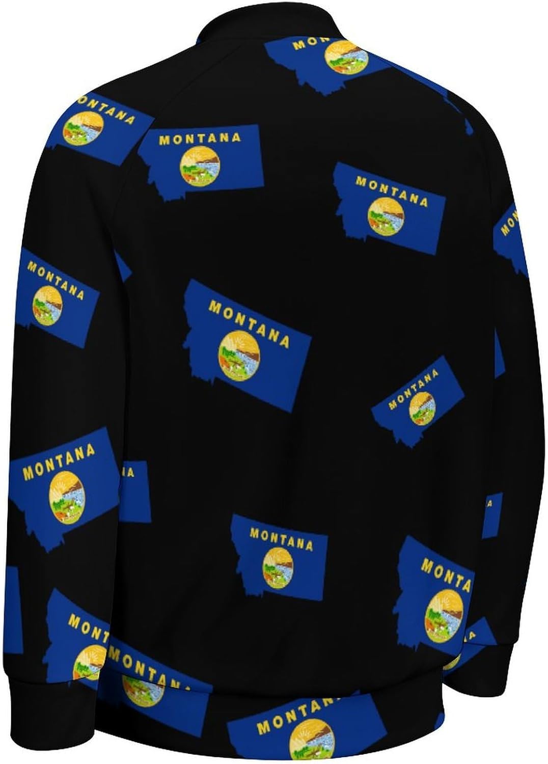 Flag Map of Montana Novelty Men's Baseball Jackets Causal Sweatshirt Button Top Long Sleeve Coat